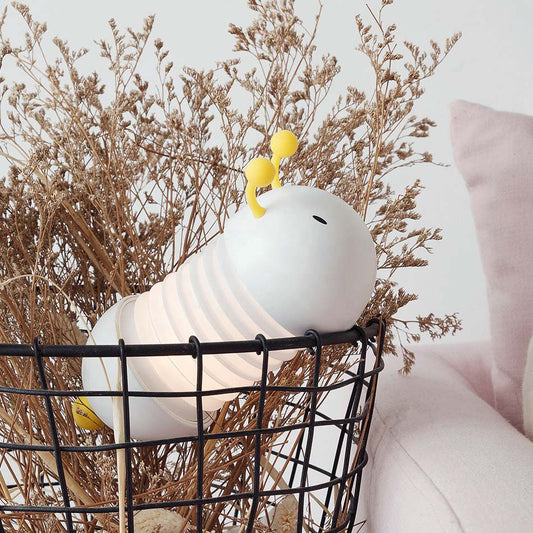 Sevimli Tırtıl Şarjlı Gece Masa Lambası Beyaz Çocuk Bebek Odası Led Işıklı Hediyelik