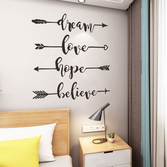 Dream Love Hope Believe Ev Dekor Duvar Sticker Çıkartma Seti