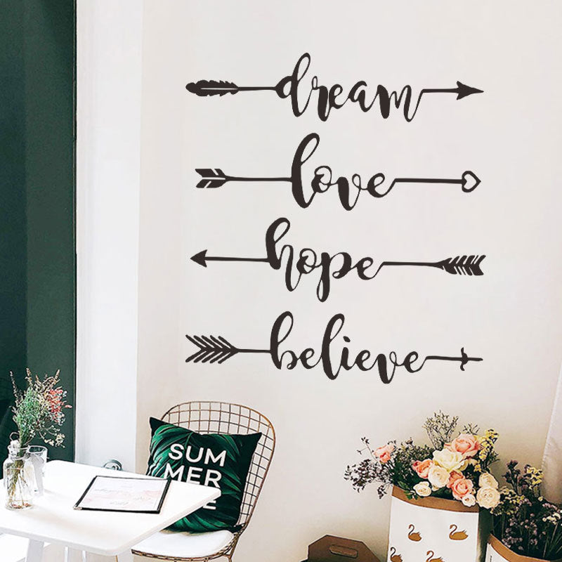 Dream Love Hope Believe Ev Dekor Duvar Sticker Çıkartma Seti