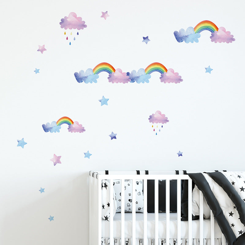 Bulutlu Gökkuşağı Bebek & Çocuk Odası Duvar Sticker Çıkartma Seti