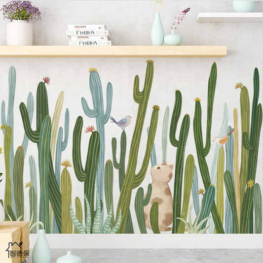 Kaktüs Bahçesi Ev Dekor Duvar Sticker Çıkartma Seti