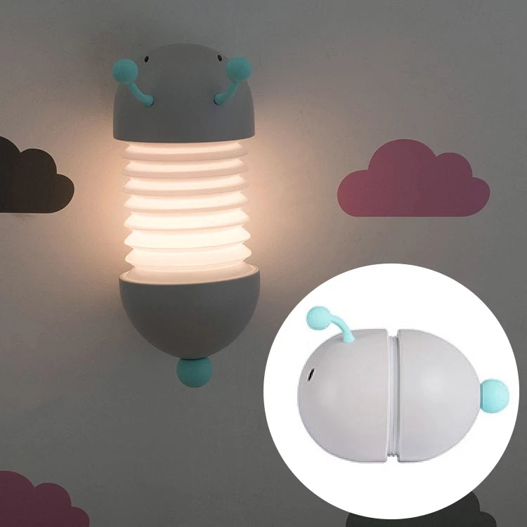 Sevimli Tırtıl Şarjlı Gece Masa Lambası Gri Çocuk Bebek Odası Led Işıklı Hediyelik