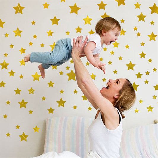 Gold Yıldız Set Bebek & Çocuk Odası Duvar Sticker Çıkartma Seti