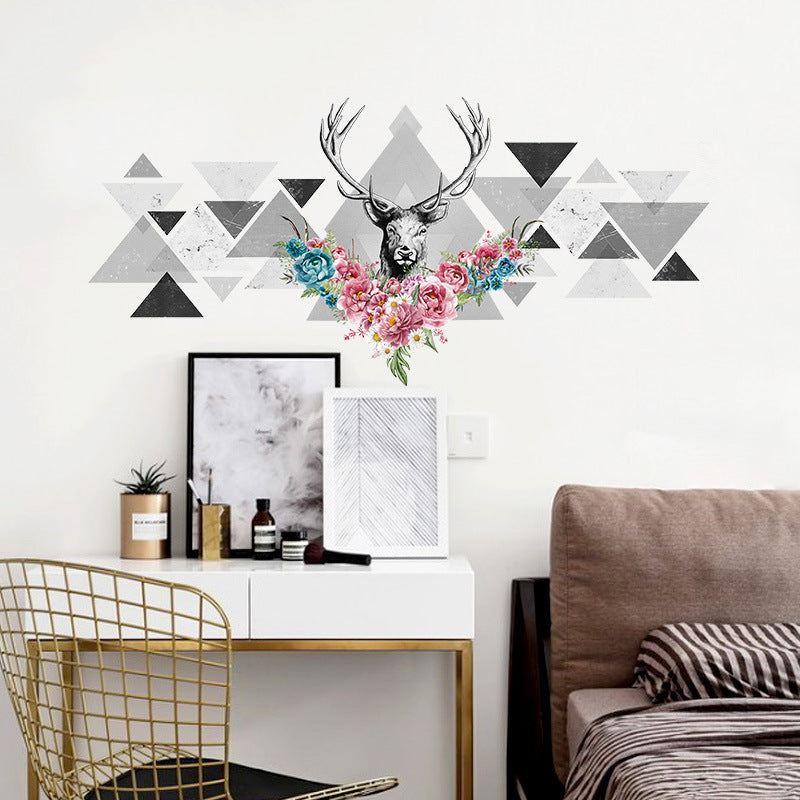 Geometrik Geyikli Ev Dekor Duvar Sticker Çıkartma Seti