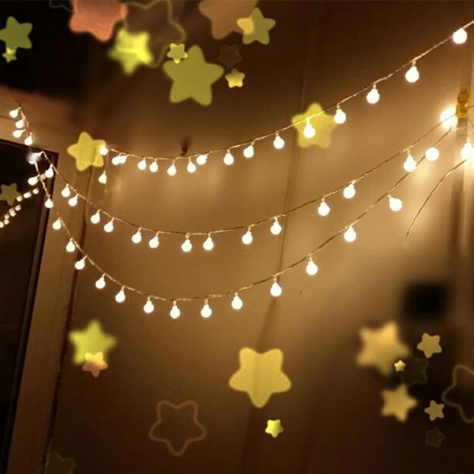 3 Metre Pilli Led Işıklı Ampul Toplar Animasyonlu Aydınlatma Çocuk Bebek Odası Organizasyon Süsleme