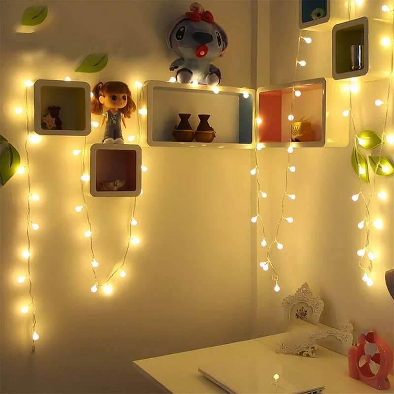 3 Metre Pilli Led Işıklı Ampul Toplar Animasyonlu Aydınlatma Çocuk Bebek Odası Organizasyon Süsleme