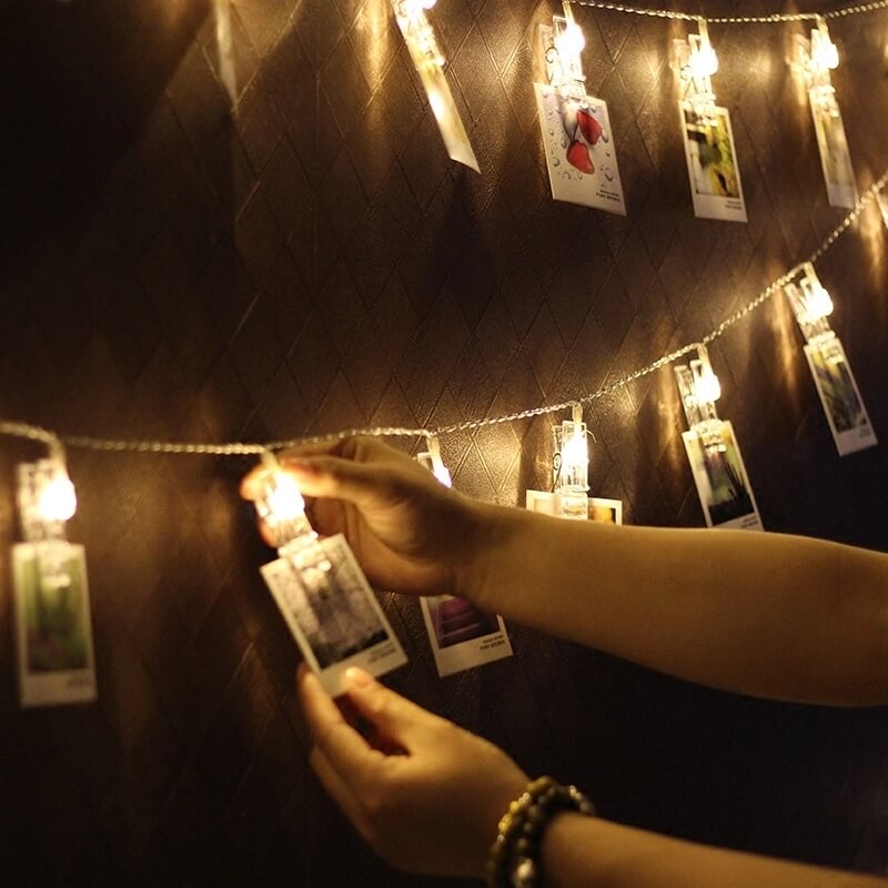 3 metre Pilli Led Işıklı Fotoğraf Mandalları Çocuk Bebek Odası Dekoratif Organizasyon Süsleme
