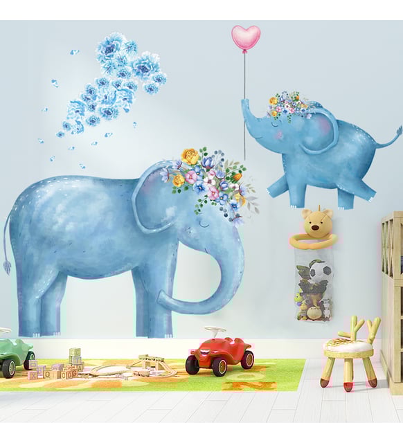 Anne Fil ve Yavrusu Bebek & Çocuk Odası Duvar Sticker Çıkartma Seti