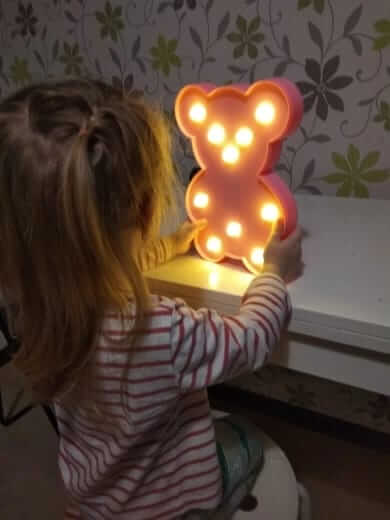 Dekoratif Led Işıklı Ayı Masa Duvar Gece Lambası Pilli Bebek Çocuk Odası