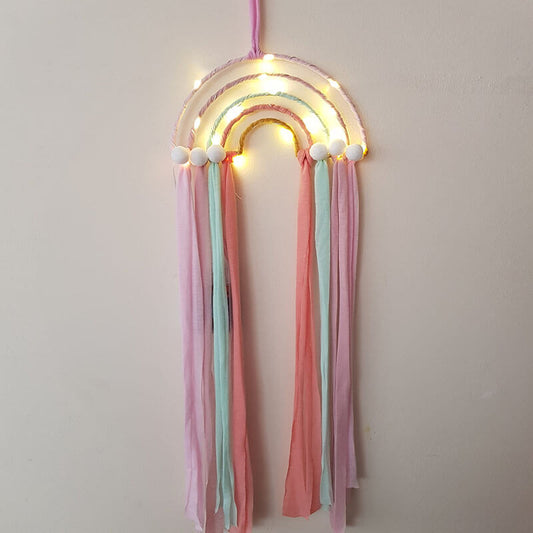 Işıklı Gökkuşağı El Yapımı Düş Kapanı Ev Bohem Duvar Süsü Dekorasyonu Dream Catcher