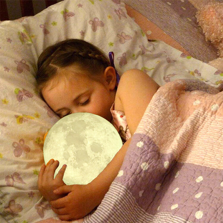 2 Renkli Ay Gece Masa Lambası 15 Cm Pilli Led Işıklı Moonlight Aydınlatma Çocuk Odası Hediyelik