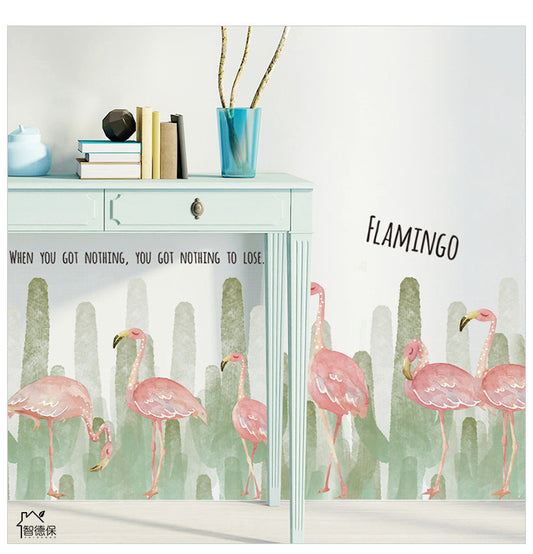 Çoklu Kaktüs ve Flamingo Ev Dekor Duvar Sticker Çıkartma Seti