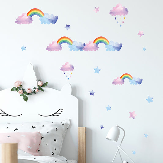 Bulutlu Gökkuşağı Bebek & Çocuk Odası Duvar Sticker Çıkartma Seti