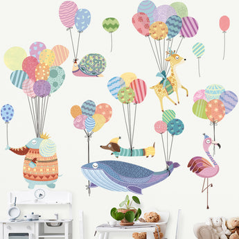 Renkli Balonlar Ve Hayvanlar Bebek & Çocuk Odası Duvar Sticker Çıkartma Seti
