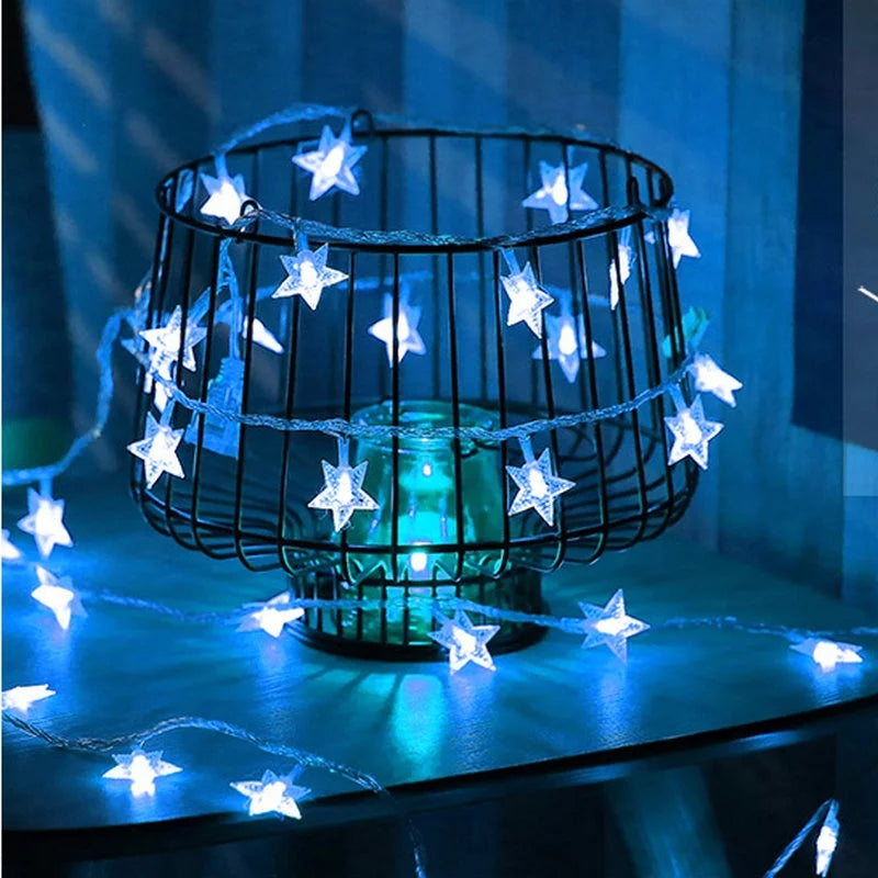 4 Metre Pilli Beyaz Led Işıklı Yıldız Dizeleri Animasyonlu Aydınlatma Ev Dekorasyonu Organizasyon Süsleme