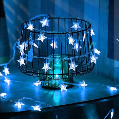 4 Metre Pilli Beyaz Led Işıklı Yıldız Dizeleri Animasyonlu Aydınlatma Ev Dekorasyonu Organizasyon Süsleme