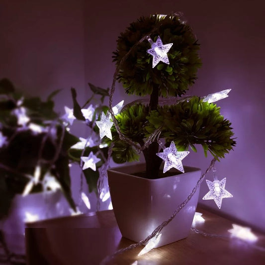 4 Metre Pilli Beyaz Led Işıklı Yıldız Dizeleri Animasyonlu Aydınlatma Ev Dekorasyonu Organizasyon Süsleme