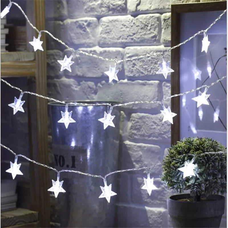 4 Metre Pilli Beyaz Led Işıklı Yıldız Dizeleri Animasyonlu Aydınlatma Ev Dekorasyonu Organizasyon Süsleme