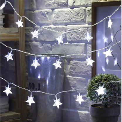 4 Metre Pilli Beyaz Led Işıklı Yıldız Dizeleri Animasyonlu Aydınlatma Ev Dekorasyonu Organizasyon Süsleme