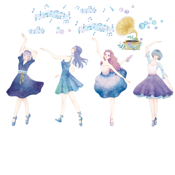 Balerin Kızlar Bebek & Çocuk Odası Duvar Sticker Çıkartma Seti