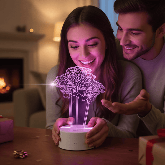 3D Üç Boyutlu Güllü Gece Masa Lambası Renk Değiştiren Sevgiliye Hediye Led Işıklı