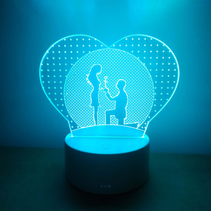 3D Üç Boyutlu Sevgili Çift Gece Masa Lambası Renk Değiştiren Sevgiliye Hediye Led Işıklı