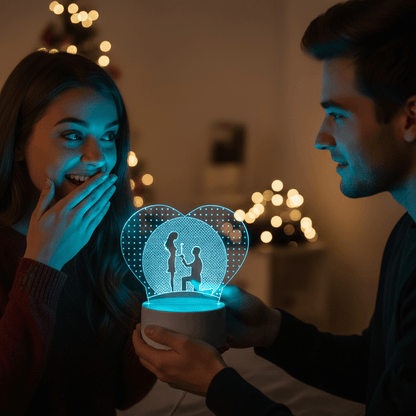 3D Üç Boyutlu Sevgili Çift Gece Masa Lambası Renk Değiştiren Sevgiliye Hediye Led Işıklı