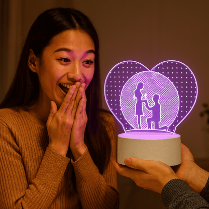 3D Üç Boyutlu Sevgili Çift Gece Masa Lambası Renk Değiştiren Sevgiliye Hediye Led Işıklı