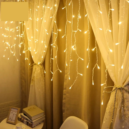 4 Metre Fişli Kısa Saçaklı Led Işıklar Şelale Sarkıt Animasyonlu Yılbaşı Organizasyon Dükkan