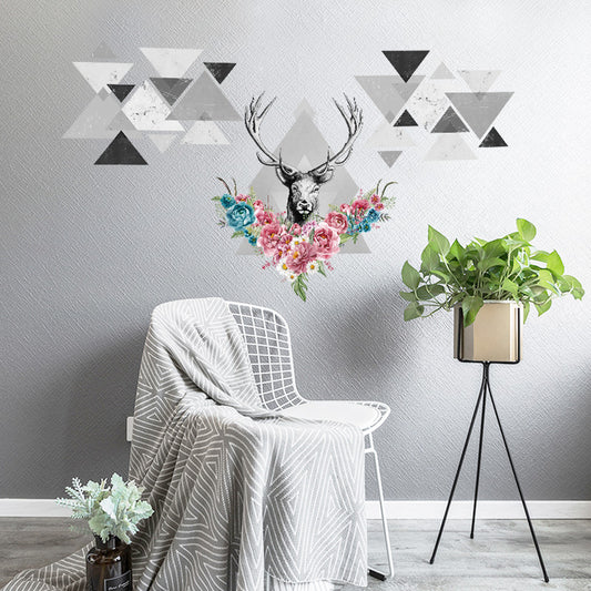 Geometrik Geyikli Ev Dekor Duvar Sticker Çıkartma Seti