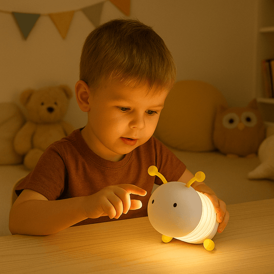 Sevimli Tırtıl Şarjlı Gece Masa Lambası Beyaz Çocuk Bebek Odası Led Işıklı Hediyelik