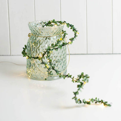 6 metre Led Işıklı Sarmaşık Yapay Yeşil Şerit Yaprak Dekoratif Süsleme Peri Tel led Ampul