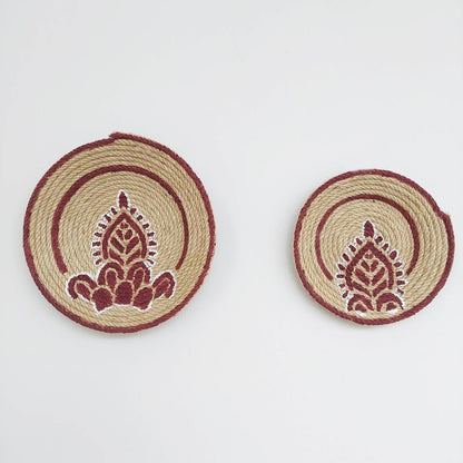 Allen 20-25 cm 2li set El Yapımı Dekoratif Hasır Duvar Tabağı Bohem Afrikan Etnik Ev Dekorasyon Aksesuarı