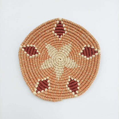 Pallas 26 cm El Yapımı Dekoratif Hasır Duvar Tabağı Bohem Afrikan Etnik Ev Dekorasyon Aksesuarı