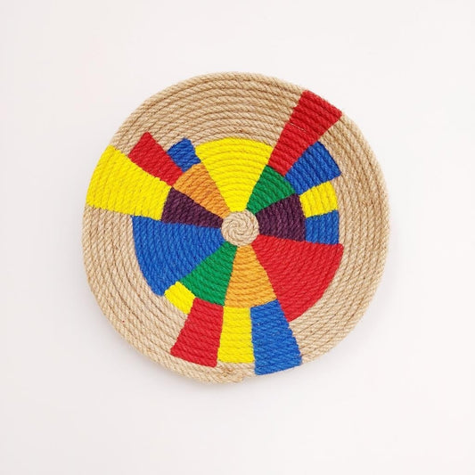 Margaret 31 cm El Yapımı Dekoratif Hasır Duvar Tabağı Bohem Afrikan Etnik Ev Dekorasyon Aksesuarı