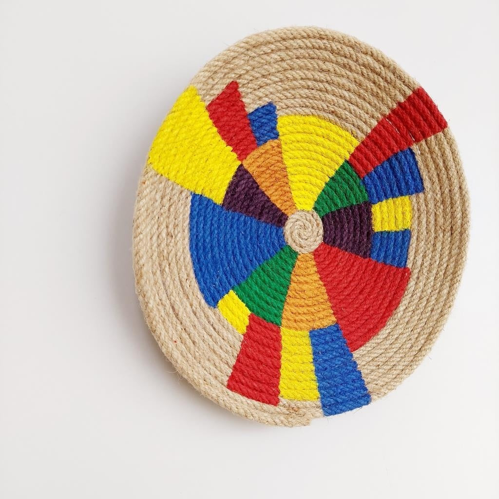 Margaret 31 cm El Yapımı Dekoratif Hasır Duvar Tabağı Bohem Afrikan Etnik Ev Dekorasyon Aksesuarı