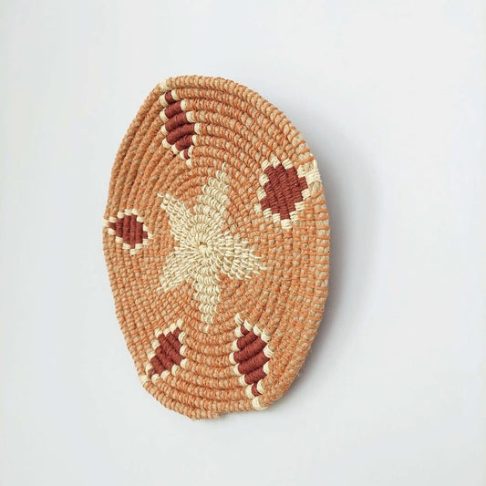 Pallas 26 cm El Yapımı Dekoratif Hasır Duvar Tabağı Bohem Afrikan Etnik Ev Dekorasyon Aksesuarı