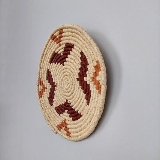 Vesta 25 cm El Yapımı Dekoratif Hasır Duvar Tabağı Bohem Afrikan Etnik Ev Dekorasyon Aksesuarı