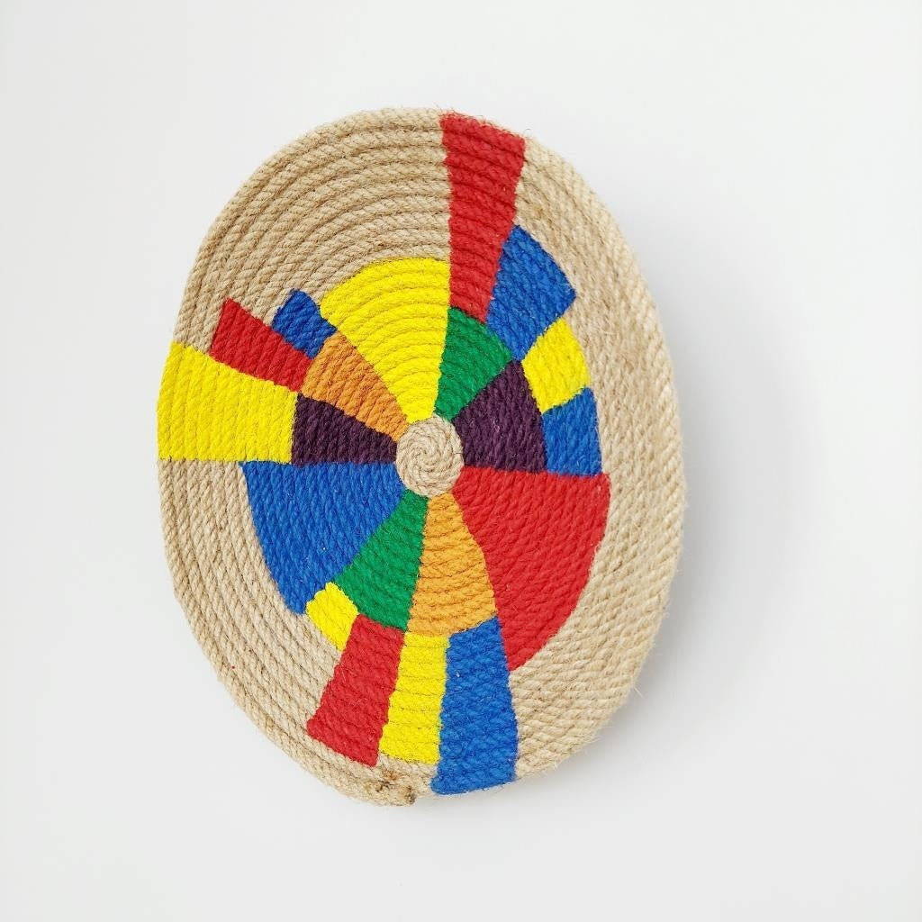 Margaret 31 cm El Yapımı Dekoratif Hasır Duvar Tabağı Bohem Afrikan Etnik Ev Dekorasyon Aksesuarı