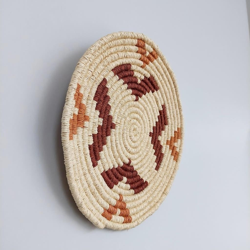 Vesta 25 cm El Yapımı Dekoratif Hasır Duvar Tabağı Bohem Afrikan Etnik Ev Dekorasyon Aksesuarı