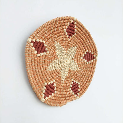 Pallas 26 cm El Yapımı Dekoratif Hasır Duvar Tabağı Bohem Afrikan Etnik Ev Dekorasyon Aksesuarı