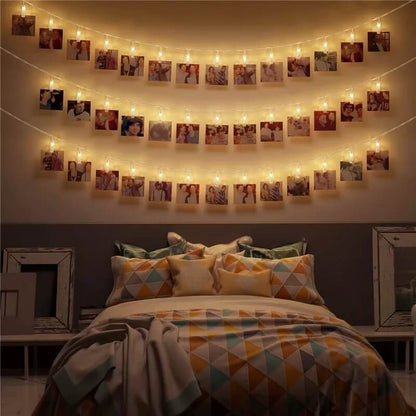 3 metre Pilli Led Işıklı Fotoğraf Mandalları  Çocuk Bebek Odası Dekoratif Organizasyon Süsleme