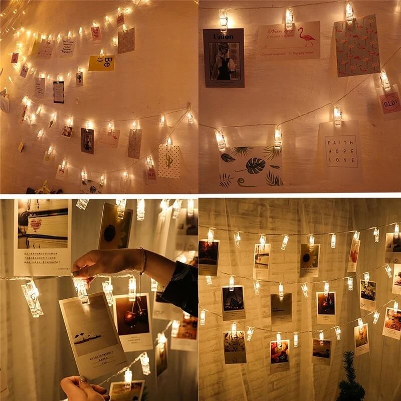 3 metre Pilli Led Işıklı Fotoğraf Mandalları  Çocuk Bebek Odası Dekoratif Organizasyon Süsleme
