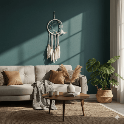 El Yapımı Tüylü Ve Boncuklu Beyaz Hilal Düş Kapanı Ev Bohem Duvar Süsü Dekorasyonu Dream Catcher