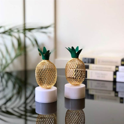 Dekoratif Led Işıklı Mini Metal Çift Ananas Lamba Ev Oda Süsleme Organizasyon Hediyelik Aksesuar