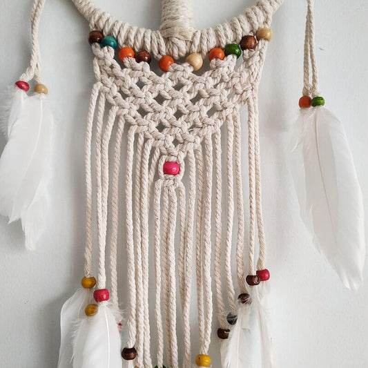 El Yapımı Renkli Ahşap Boncuklu Hayat Ağacı Örgülü Makrome Ev Bohem Duvar Dekorasyonu Dream Catcher