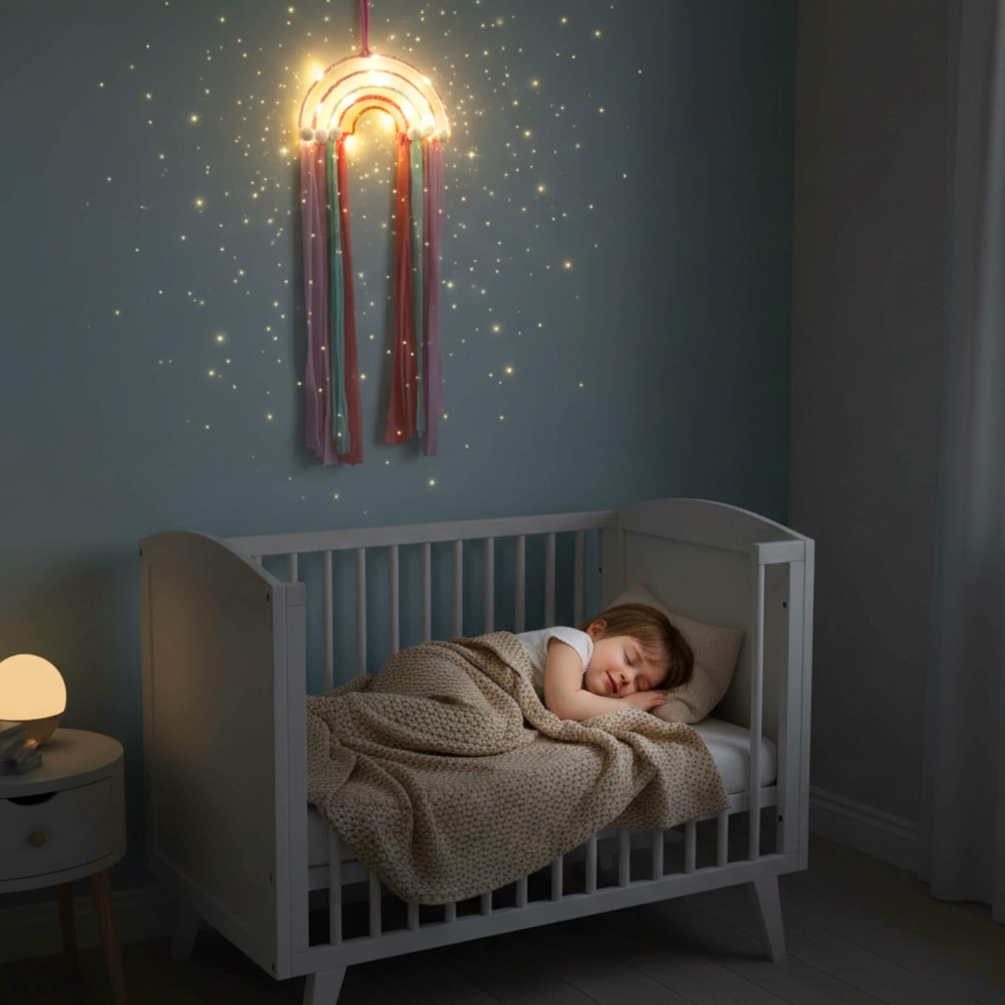 Işıklı Gökkuşağı El Yapımı Düş Kapanı Ev Bohem Duvar Süsü Dekorasyonu Dream Catcher