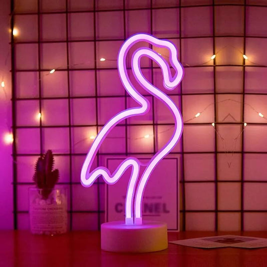 Neon Işıklı Dekoratif Flamingo Masa Gece Lambası Çocuk Bebek Odası