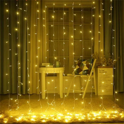 2X2 Metre Fişli Perde Led Işıklar Animasyonlu Eklemeli Dekoratif Organizasyon Dükkan Süsleme Ramazan Yılbaşı