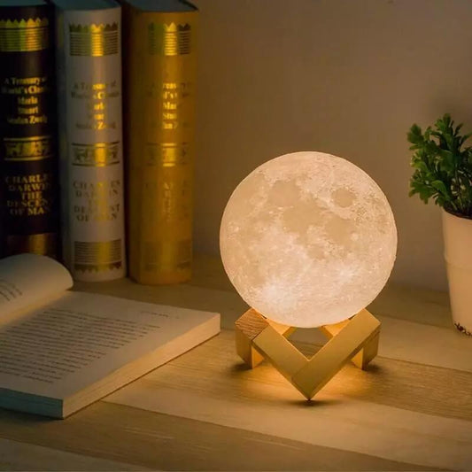 3D Led Işıklı Ayaklı Ay Gece Masa Lambası 12 Cm Moonlight Dolunay Aydınlatma Çocuk Odası Hediyelik